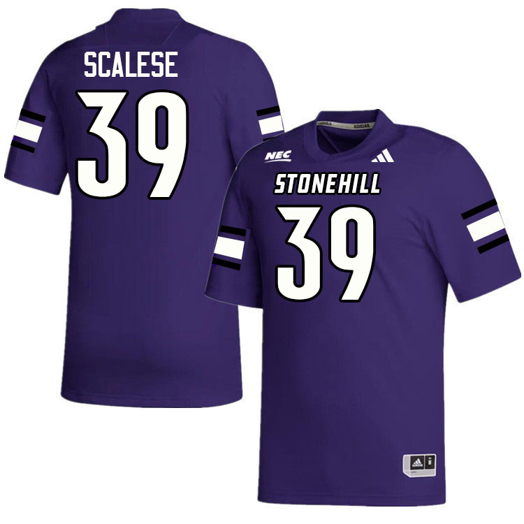 Stonehill Skyhawks #39 Domenic Scalese College Football Jerseys,Uniforms Stitched-Purple